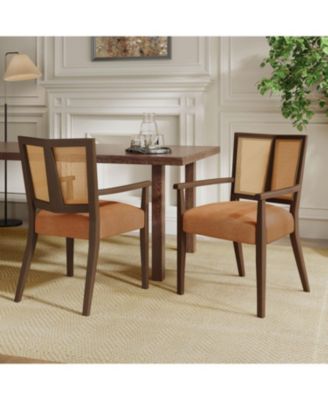 Rattan Back Dining Chair - Modern Farmhouse Accent Armchair