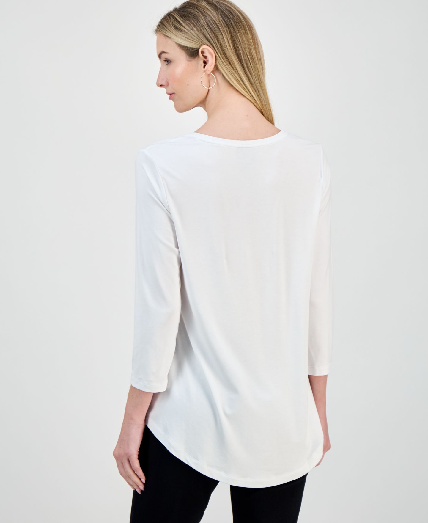Женский топ JM Collection 3/4-Sleeve Scoop Neck, цвет: Яркий белый — фото 4
