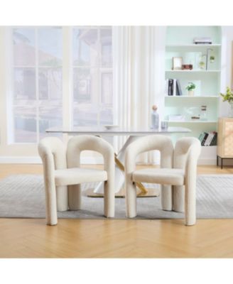 Streamdale Velvet Accent/Dining Chair Set of 2 (Beige Teddy)