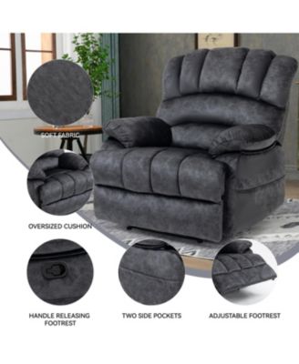 Large Manual Recliner Chair in Fabric for Living Room