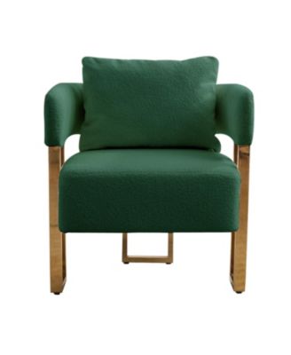 TS Modern Green Teddy Fleece Chair Gold Legs 2PC