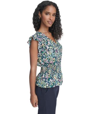 Women's Floral Smocked Peplum Top