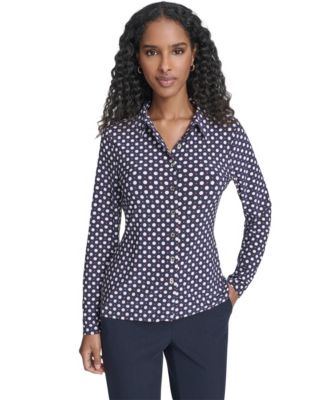 Women's Double Dot Long-Sleeve Button Down Shirt