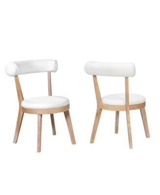 Set of 2 Modern Upholstered Dining Chairs, Rubberwood