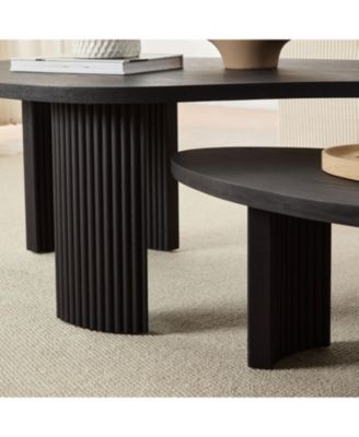 Streamdale Modern Irregular Coffee Table Set, Nesting End Tables, Black