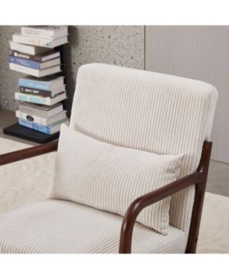 Mid-Century Beige Chair & Walnut Coffee Table Set
