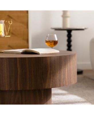 Round Wood Coffee Table - 30.5" Walnut - Living Room/Office