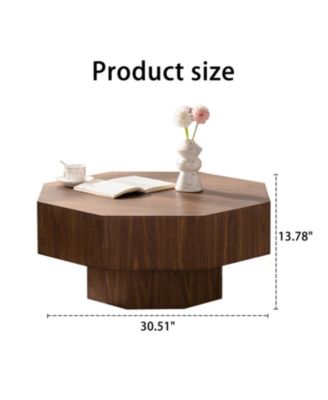 30.5" Walnut Octagon Coffee Table - Living Room/Office
