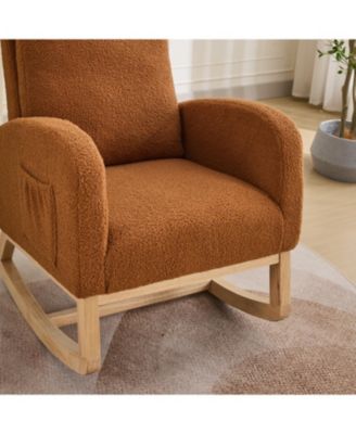 Sherpa Glider Rocking Chair - Nursery/Living Room - Caramel