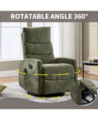  Heat Massage Rocker Recliner Chair, Swivel Fabric, Green