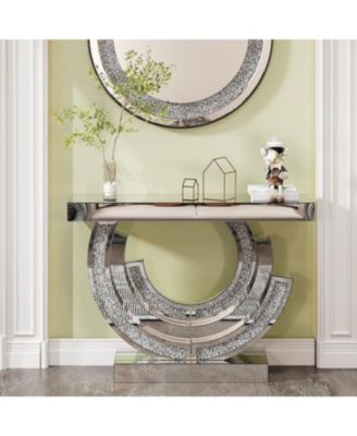 Streamdale Crushed Diamond Mirrored Console Table