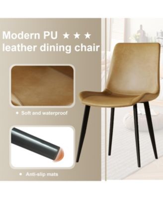 Set of 4 PU Leather Dining Chairs
