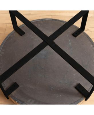 Modern Retro Round Coffee Table - Black Cross Legs