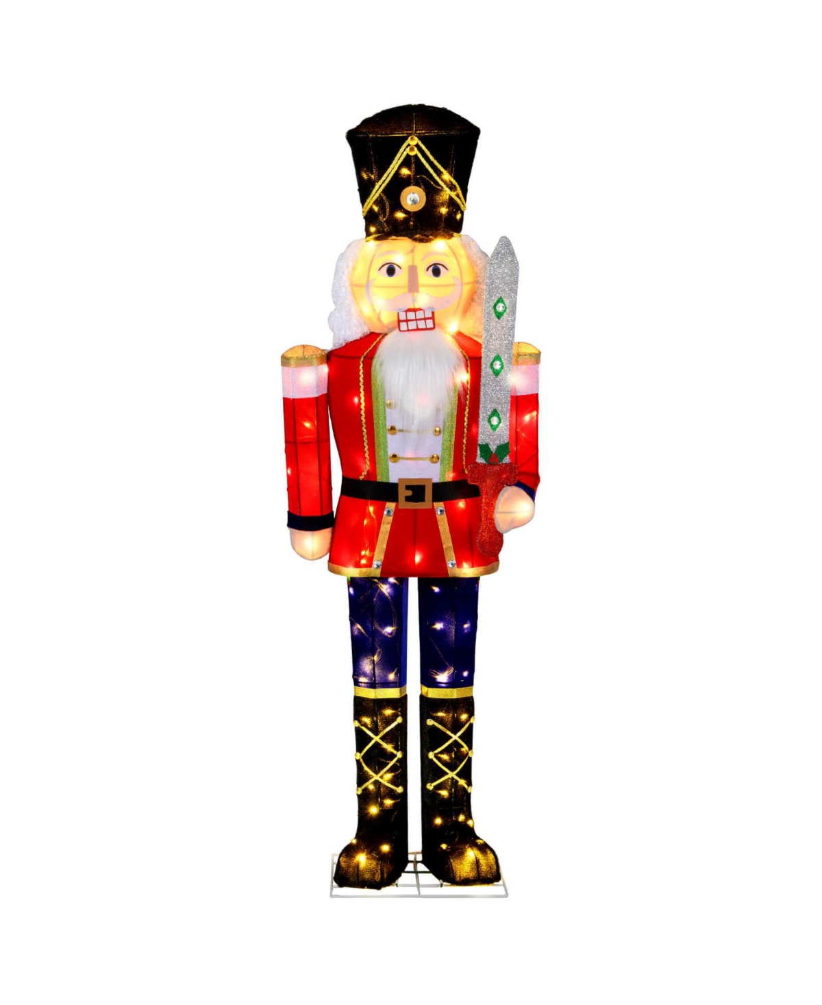 Costway 5 Ft Lighted Nutcracker Soldier Outdoor Christmas Decoration with Glitter Sword
