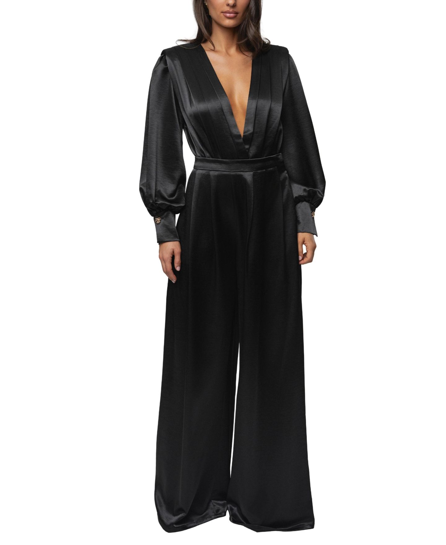 Женские брюки JLUXLABEL Satin Bliss Pleated Pant, цвет: Чёрный — фото 4