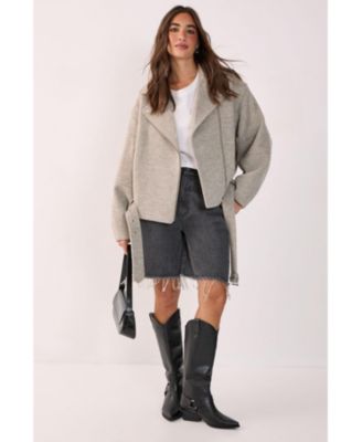 Women's Oversized Brushed Belted Biker Jacket
