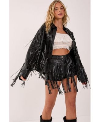 Women's Faux Leather Tassel Jacket