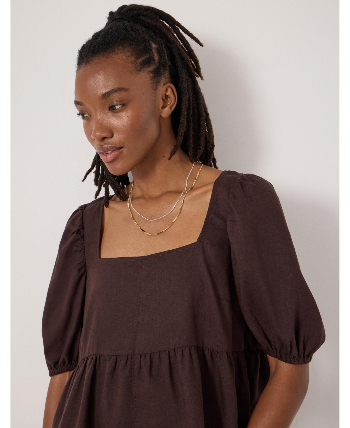 Hush Women's Alva Puff Sleeve Linen Beach Top