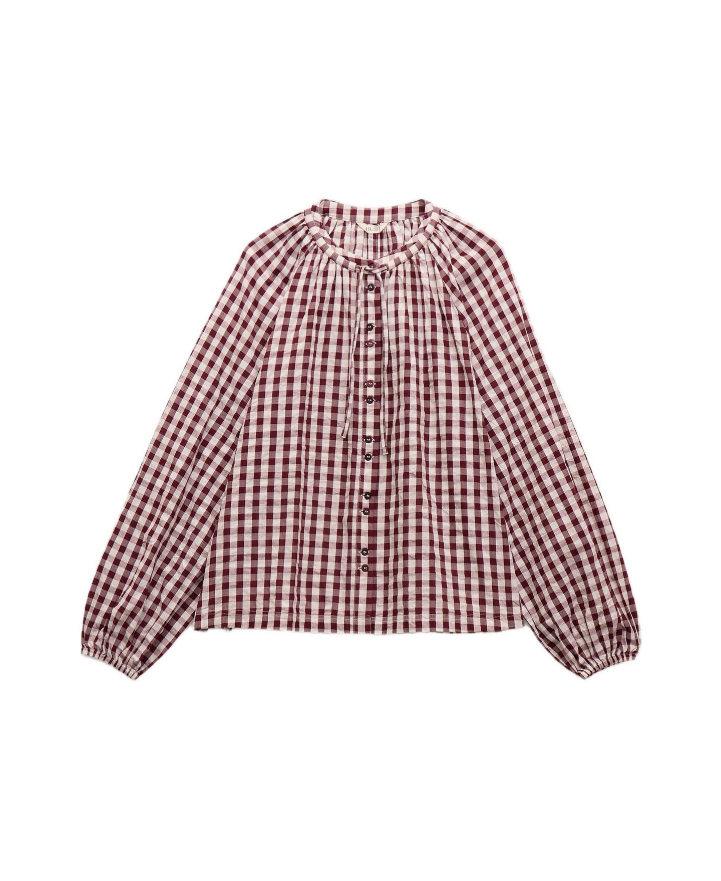 Женская рубашка Hush Elsa Gathered Gingham Beach, цвет: Красный / Белый — фото 2