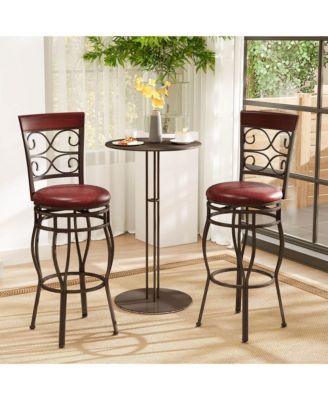 Set of 2 Vintage Bar Stools Swivel Padded Seat 30'' Bistro Dining Kitchen Pub Chair High Back