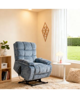 Lift Recliner Chair Heat Massage Dual Motor Infinite Position with Power-Remote