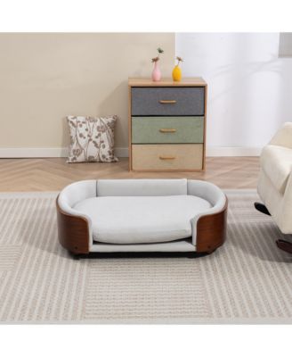 Scandinavian Style Large Velvet Gray Elevated Cat Sofa