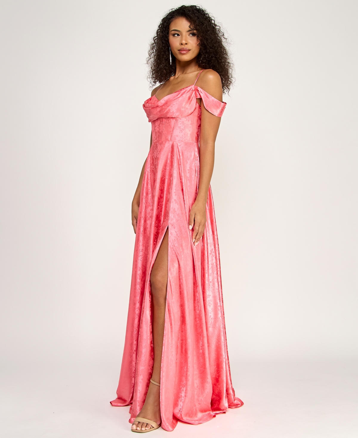 B Darlin Juniors' Sweetheart-Neck Jacquard Gown, Created for Macy's