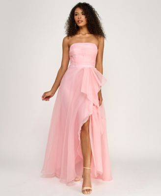 Juniors' Asymmetric Drape Strapless Ball Gown, Created for Macy's