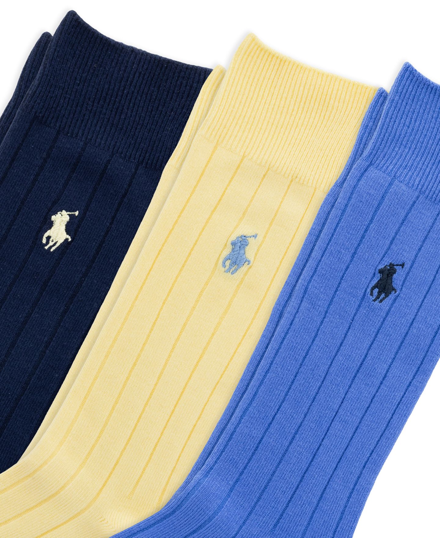Носки Casual для мужчин, хлопок, в рубчик, 3 шт. — Polo Ralph Lauren, цвет: Синий / Бежевый — фото 2