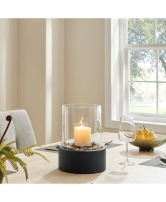 Pillar Hurricane Candleholder with Decorative Pebble Base