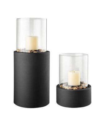 Pillar Hurricane Candleholder with Decorative Pebble Base