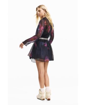 Women's Short dress with pixelated tulle