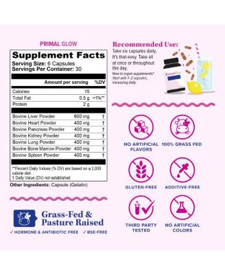 Primal Glow Beef Organ Caps, 180ct