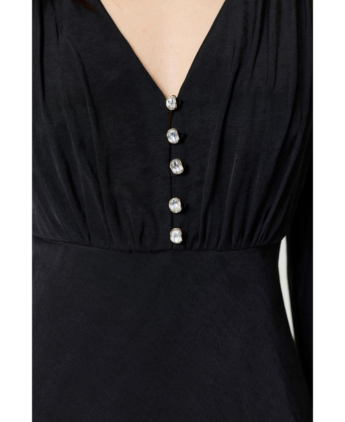 Nocturne Women's Crystal Button Detailed Maxi Dress