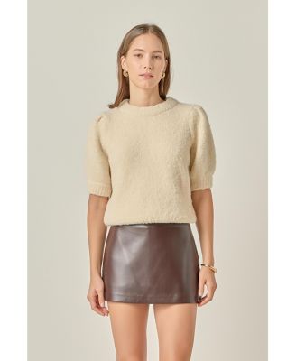 Women's Boucle Puff Sleeve Knit Top