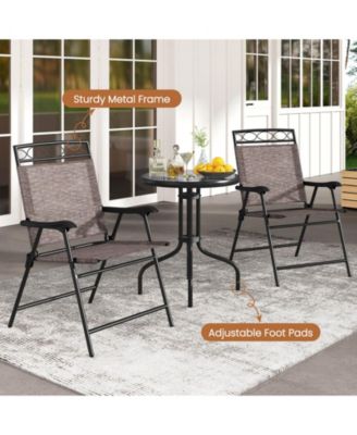 3 PCS Outdoor Bistro Dining Furniture Set with 1.57" Umbrella Hole Rippled