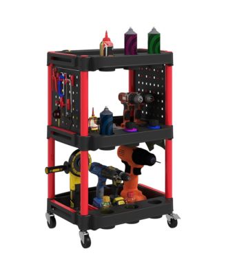 3-Tier Rolling Tool Cart with Wheels, Plastic Utility Cart