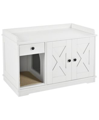 White Farmhouse Cat Litter Box Enclosure with Storage