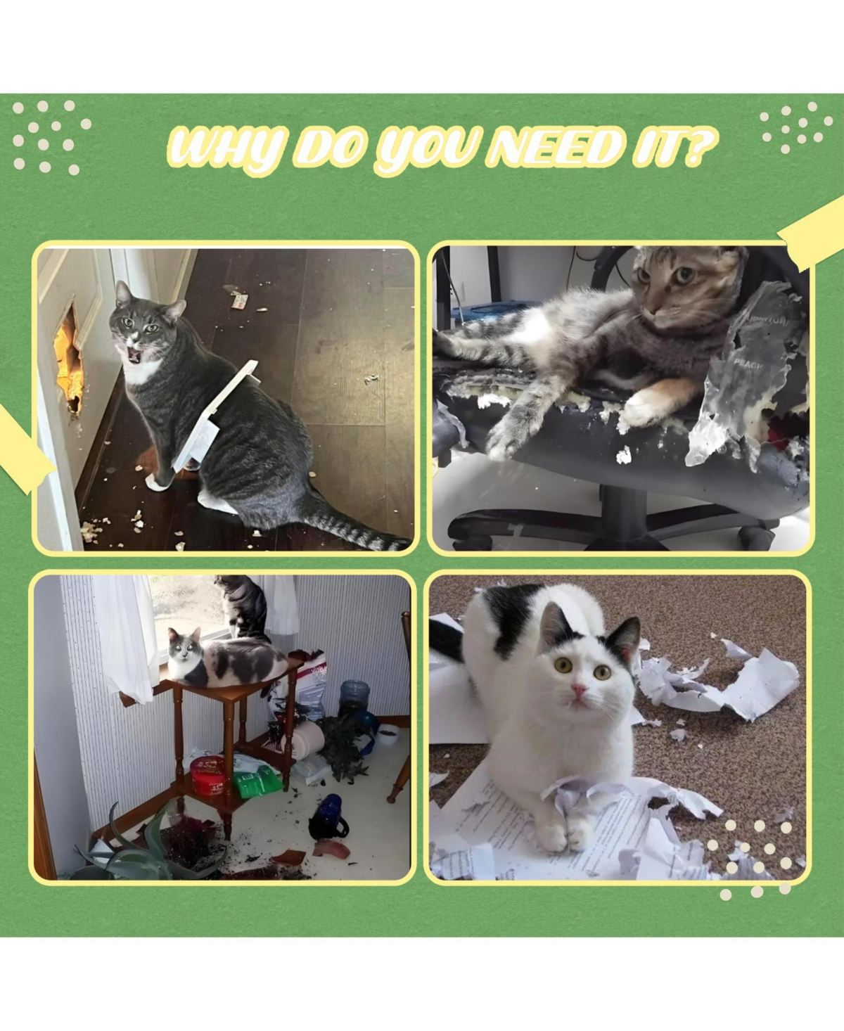 Zeus & Ruta Particle Board 54" 2 Condos + Anti-Tip Design Christmas Cat Tree