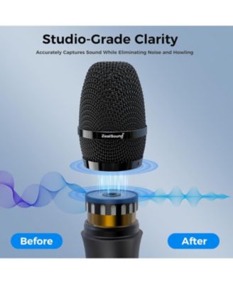 UHF Wireless Microphone System 2 Metal Handheld Mics Rechargeable Auto Frequency Scan LCD Display 200ft Range for Karaoke Church Stage