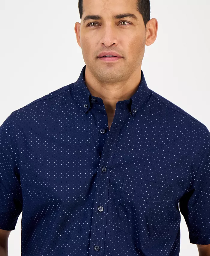 Men's Micro Dot Print Stretch Cotton Shirt - thumbnail 4