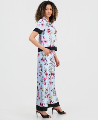 Petite Twill Border-Hem Pants