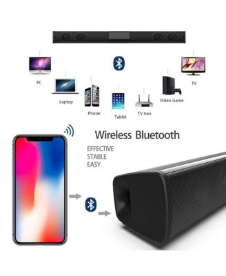 4-Speaker Surround Sound Bar with Wireless Subwoofer, Bluetooth 5.0 & FM Radio