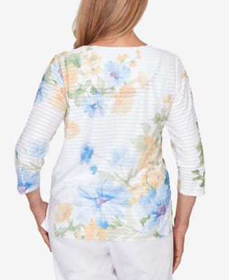 Petite Classic Placed Floral Stripe Top
