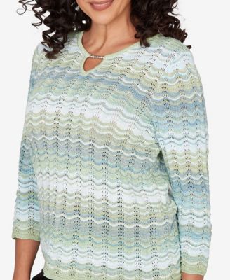 Petite St. Augustine Textured Space Dye Split Neck Sweater