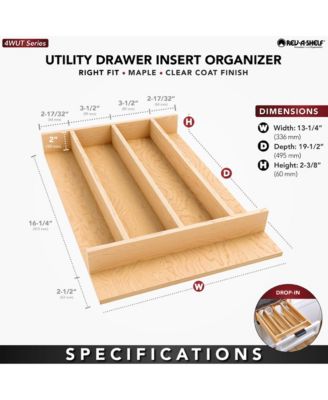 Natural Maple Right Size Utensil Drawer Insert, 13-1/4" x 19-1/2"
