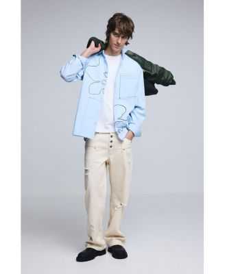 Men's Embroidered topstitched shirt