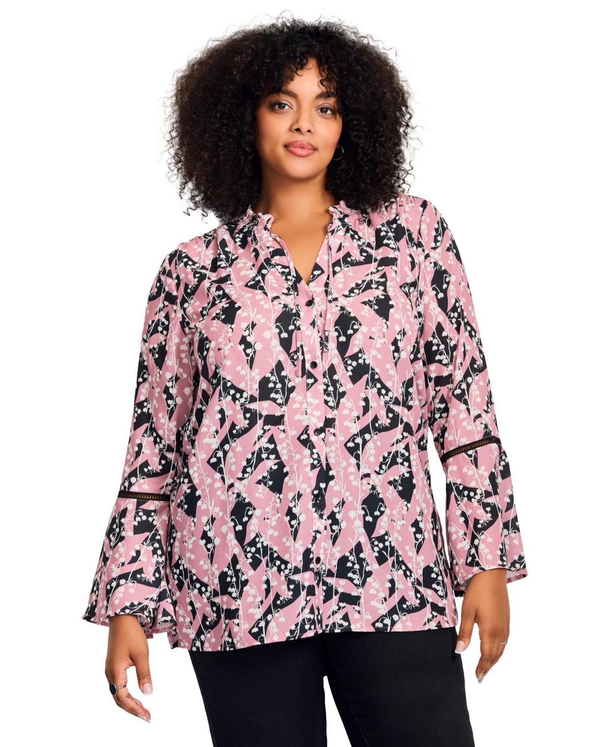 Avenue Women's Button Front Poet Blouse