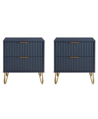 Dumbo Fluted 2-Drawer Wood Nightstand, Set of 2