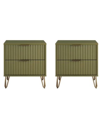 Dumbo Fluted 2-Drawer Wood Nightstand, Set of 2